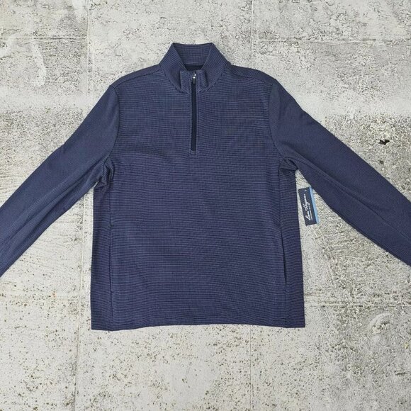 Ben Hogan Men Sweater Micro Jacquard 1/4 Zip Golf Sweater Blue Size M NWT - Picture 9 of 13